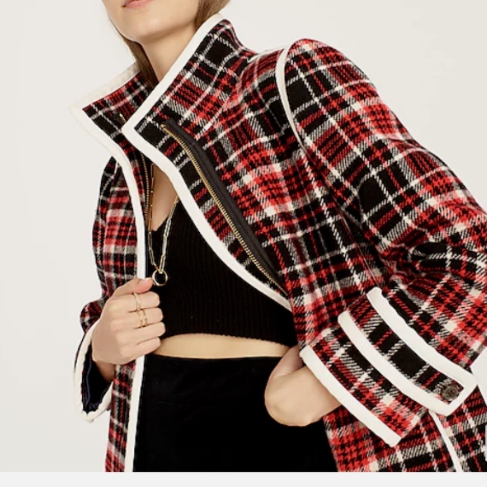 J. Crew Collection Car Coat In Winter Plaid Italian Stadium-Cloth Wool - Picture 3 of 11
